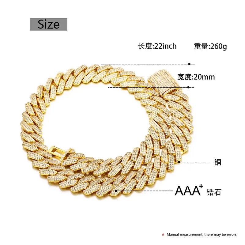 Men's Hip Hop Fashion 3 Rows Purple Stone Link Chain Necklace