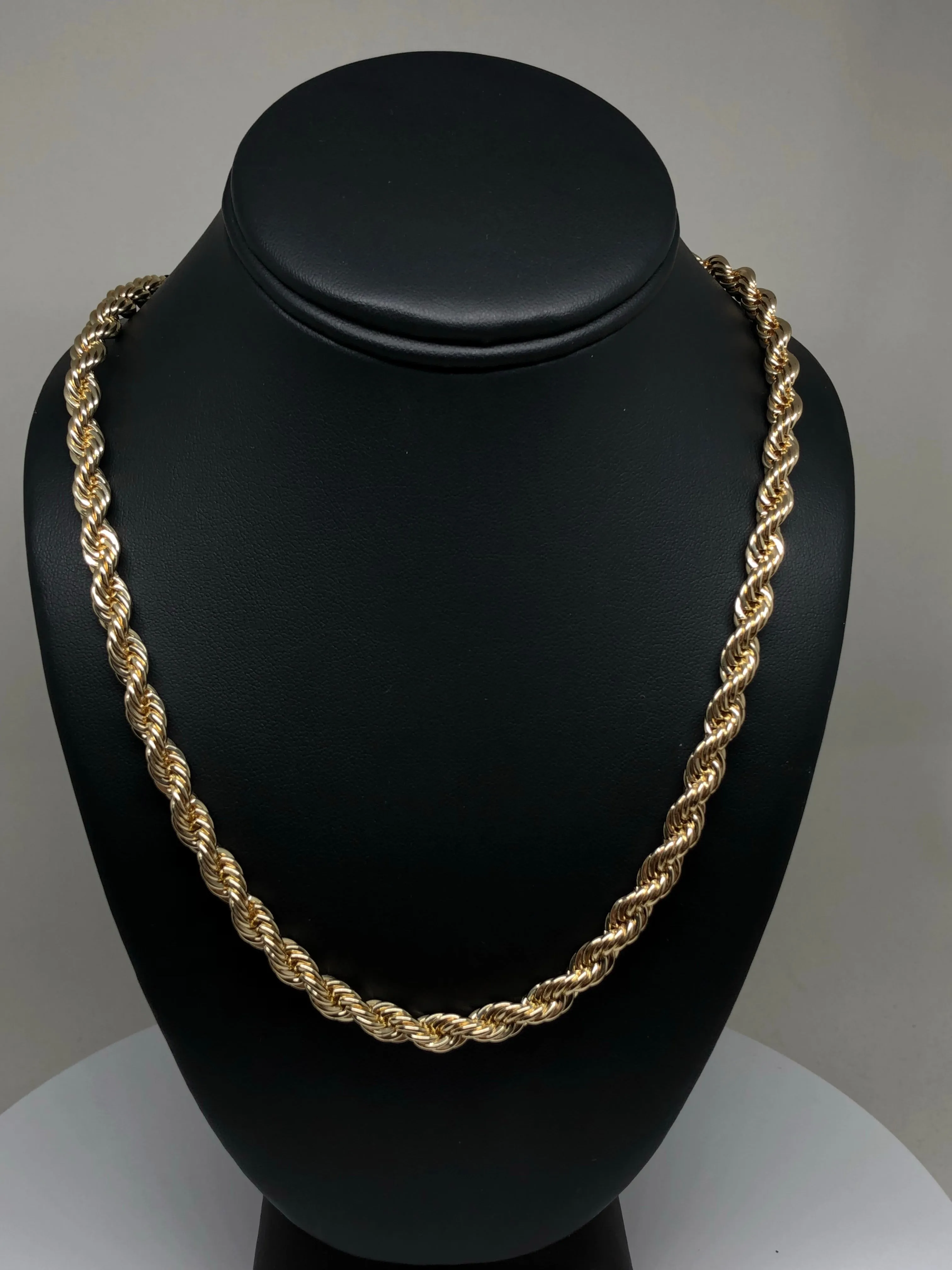 Men's Large Hip Hop 24-30 Inch Rope Chain Gold Plated 3.5-6mm Width