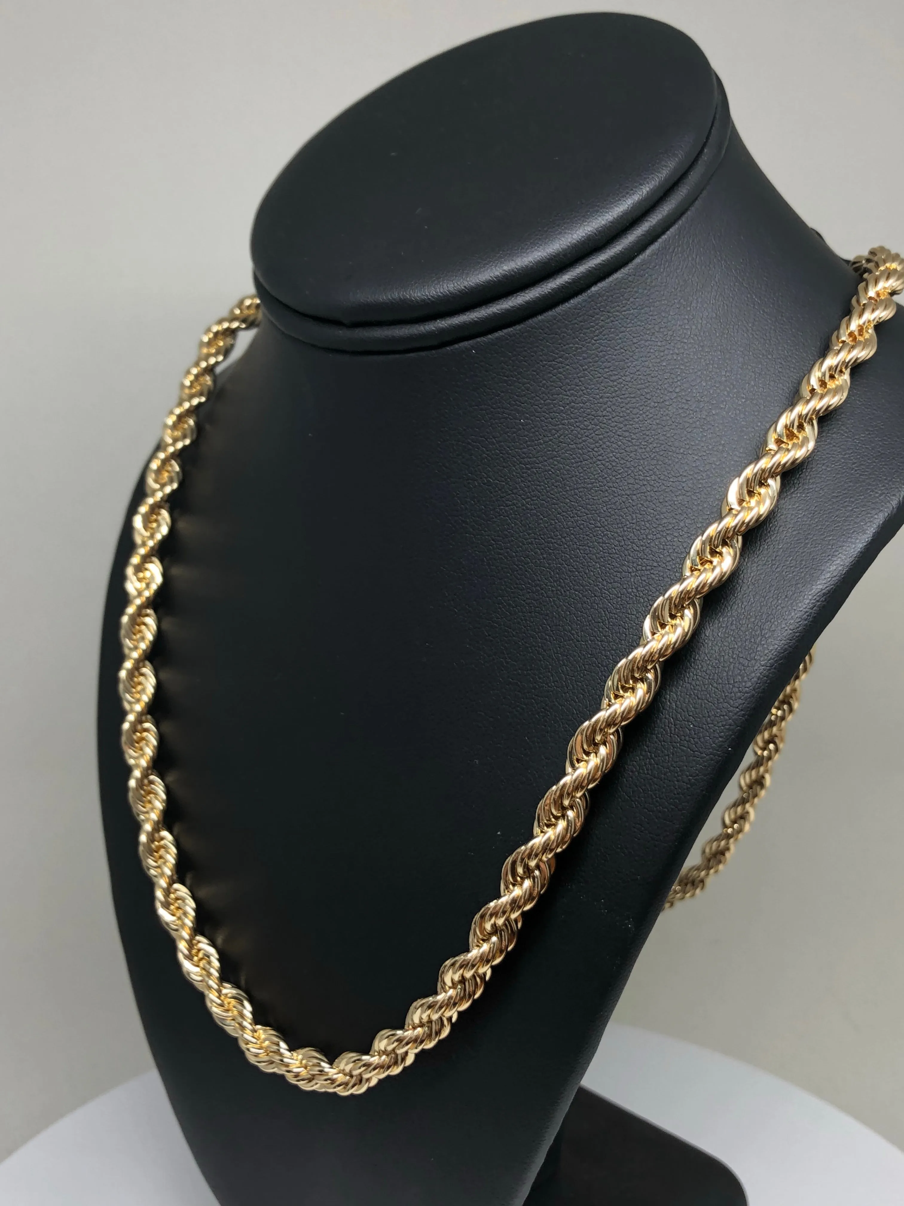 Men's Large Hip Hop 24-30 Inch Rope Chain Gold Plated 3.5-6mm Width