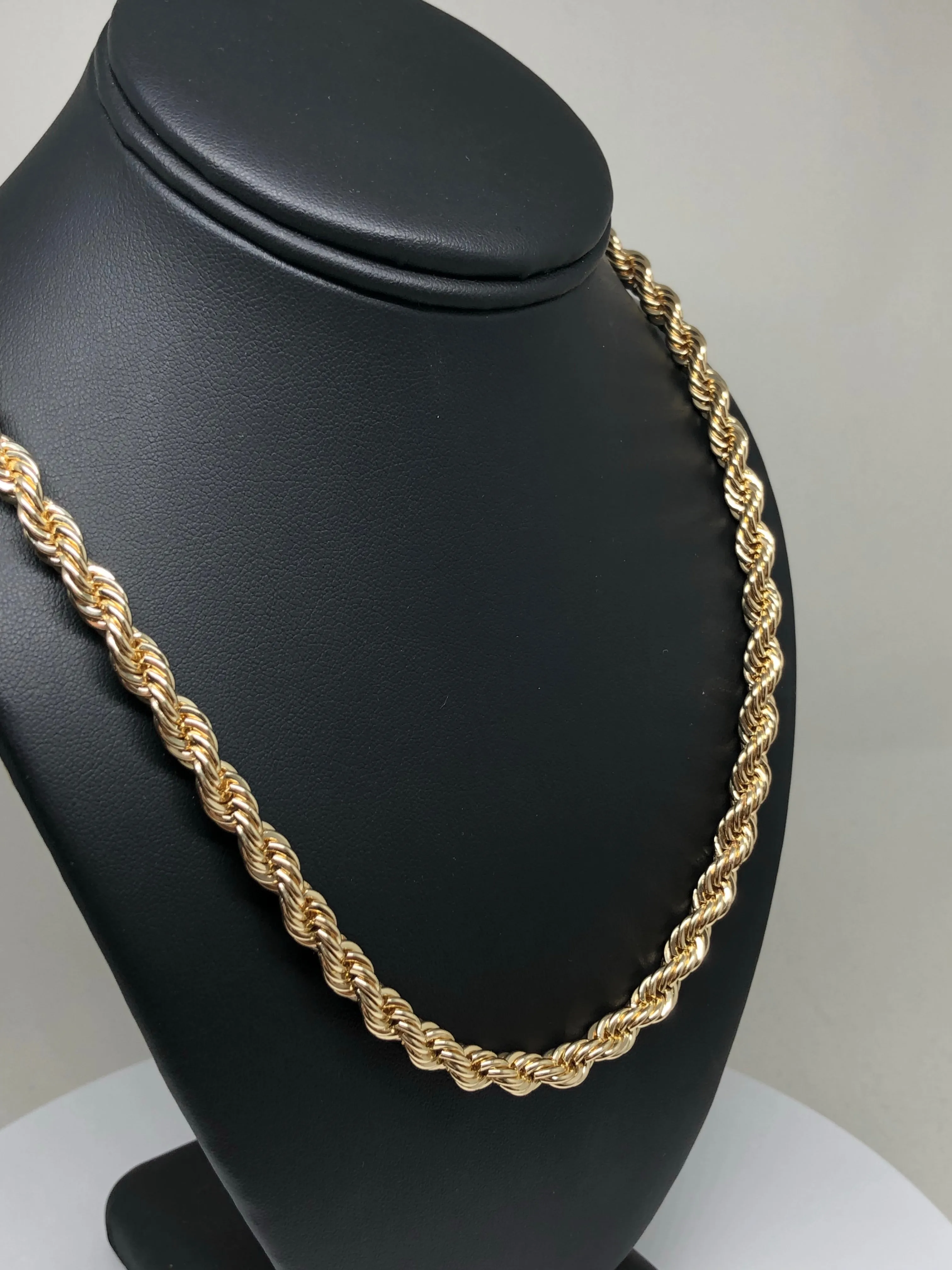 Men's Large Hip Hop 24-30 Inch Rope Chain Gold Plated 3.5-6mm Width