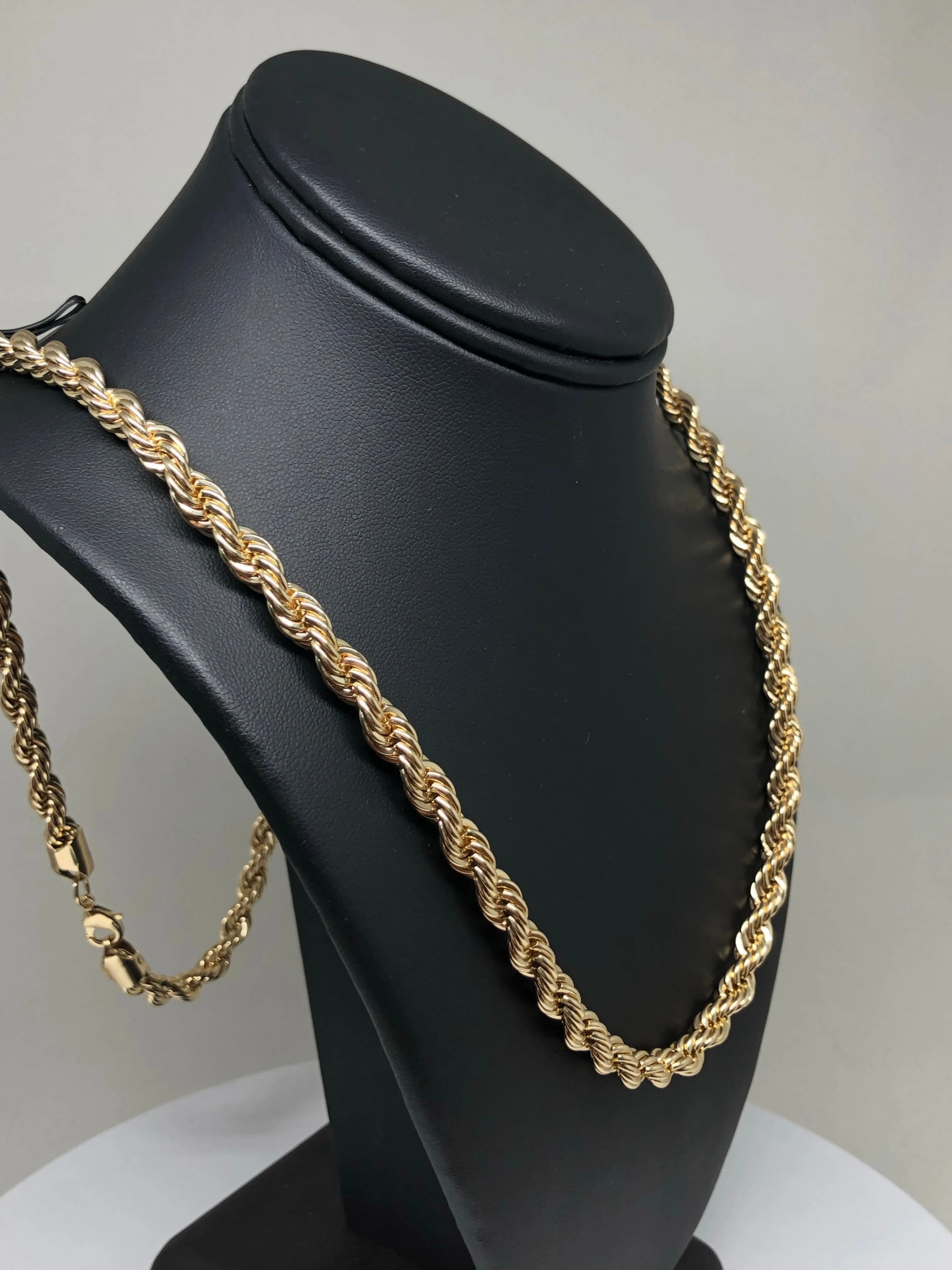 Men's Large Hip Hop 24-30 Inch Rope Chain Gold Plated 3.5-6mm Width