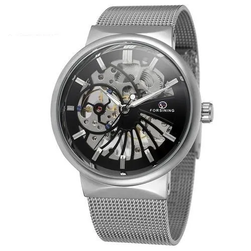 Men's Popular Hand-Wind Ultra-Thin Stainless Steel Mechanical Wristwatches