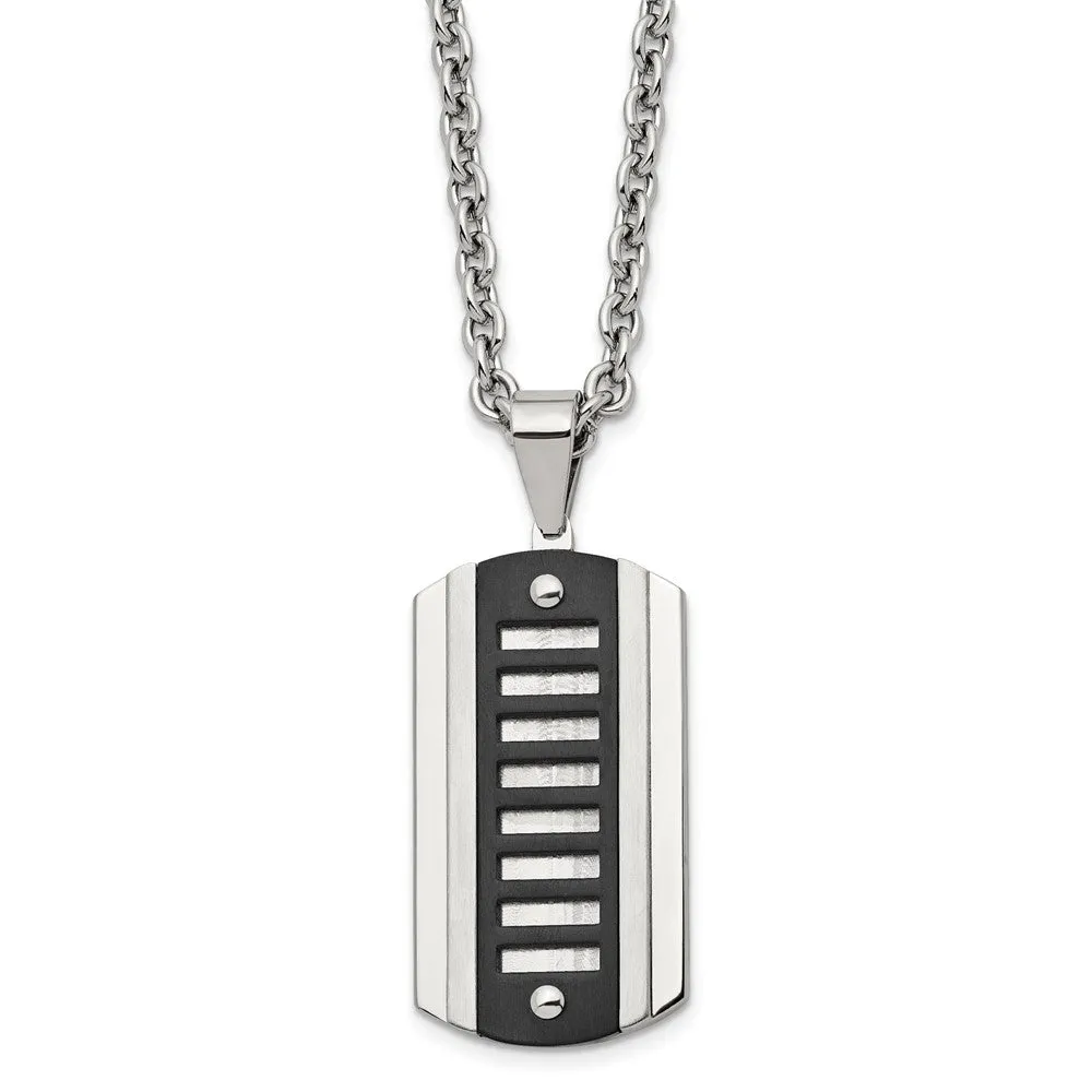 Men's Stainless Steel Two Tone Dog Tag Necklace, 24 Inch