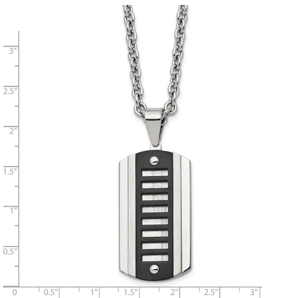 Men's Stainless Steel Two Tone Dog Tag Necklace, 24 Inch