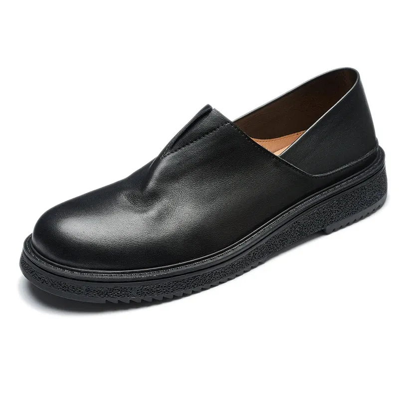 Men's Summer British Retro Breathable Genuine Leather Slip-on Casual Shoes