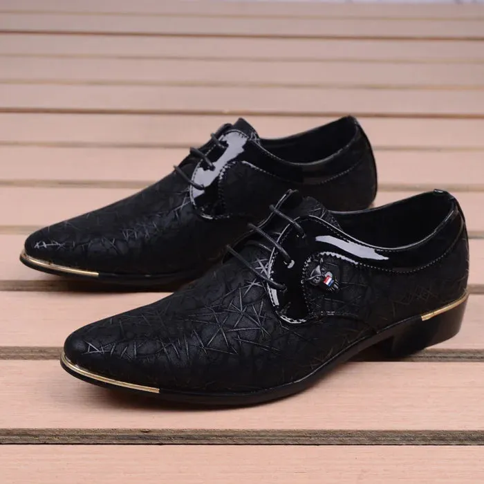 Men's Synthetic Leather Pointed Toe Lace-up Partywear Oxford Shoes