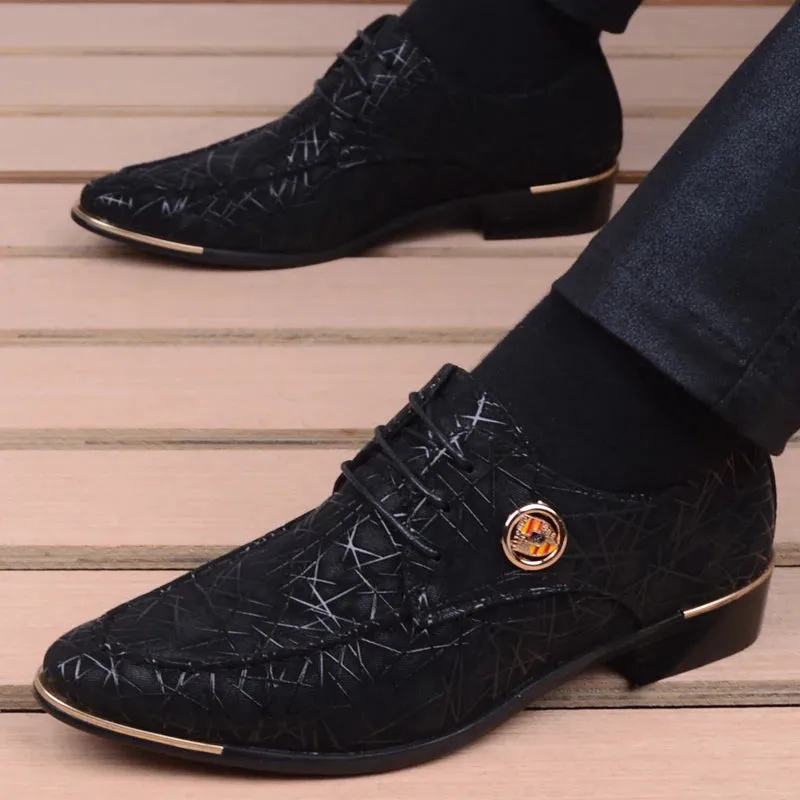 Men's Synthetic Leather Pointed Toe Lace-up Partywear Oxford Shoes