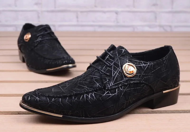 Men's Synthetic Leather Pointed Toe Lace-up Partywear Oxford Shoes