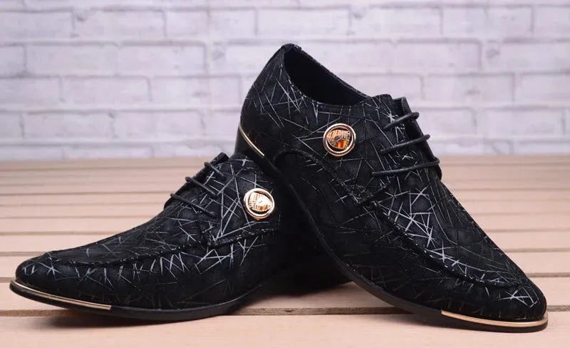 Men's Synthetic Leather Pointed Toe Lace-up Partywear Oxford Shoes