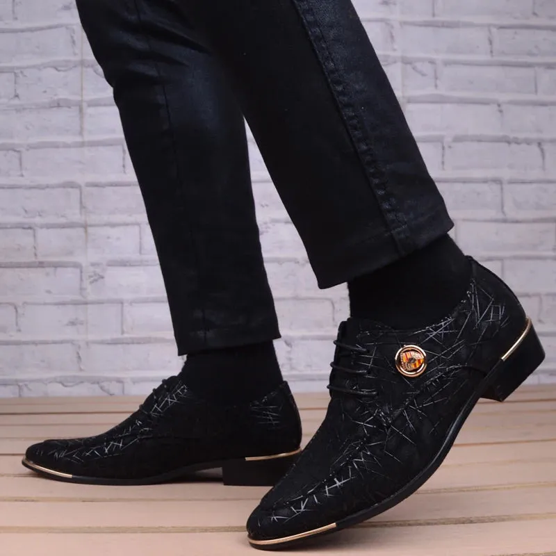 Men's Synthetic Leather Pointed Toe Lace-up Partywear Oxford Shoes