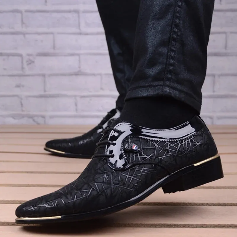 Men's Synthetic Leather Pointed Toe Lace-up Partywear Oxford Shoes