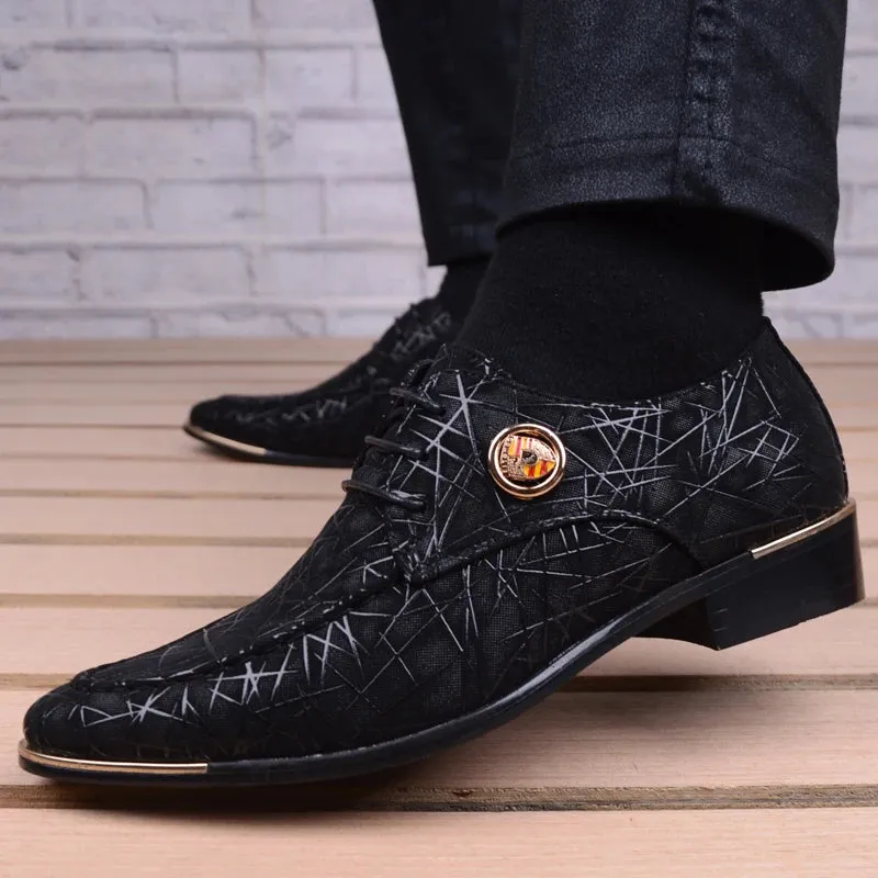 Men's Synthetic Leather Pointed Toe Lace-up Partywear Oxford Shoes