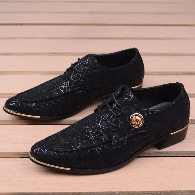 Men's Synthetic Leather Pointed Toe Lace-up Partywear Oxford Shoes