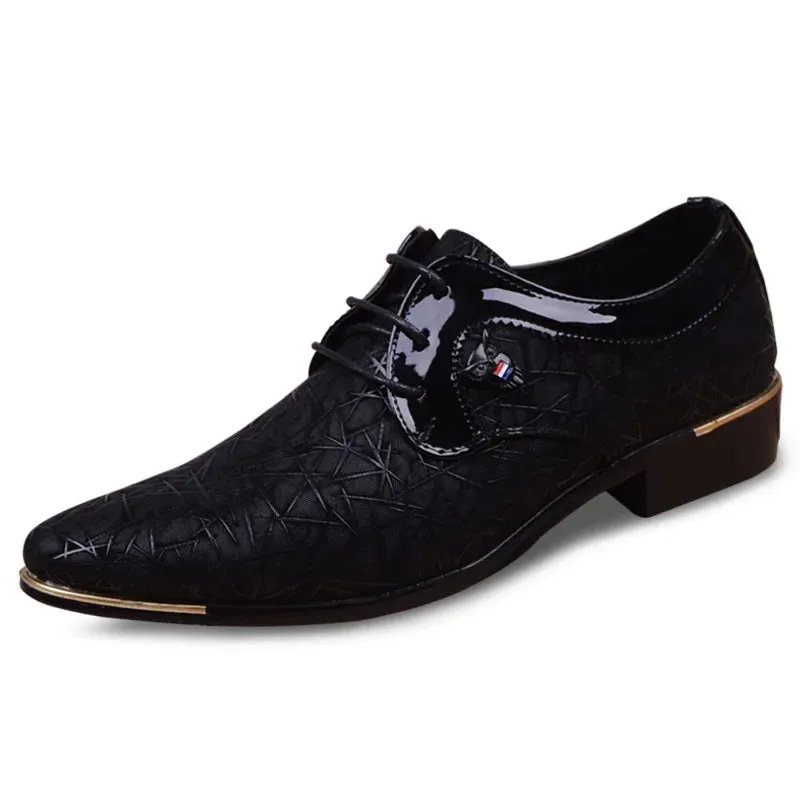 Men's Synthetic Leather Pointed Toe Lace-up Partywear Oxford Shoes