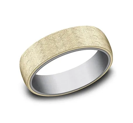 Men's Wedding Band, 6.5MM 14K Yellow Gold and Tantalum