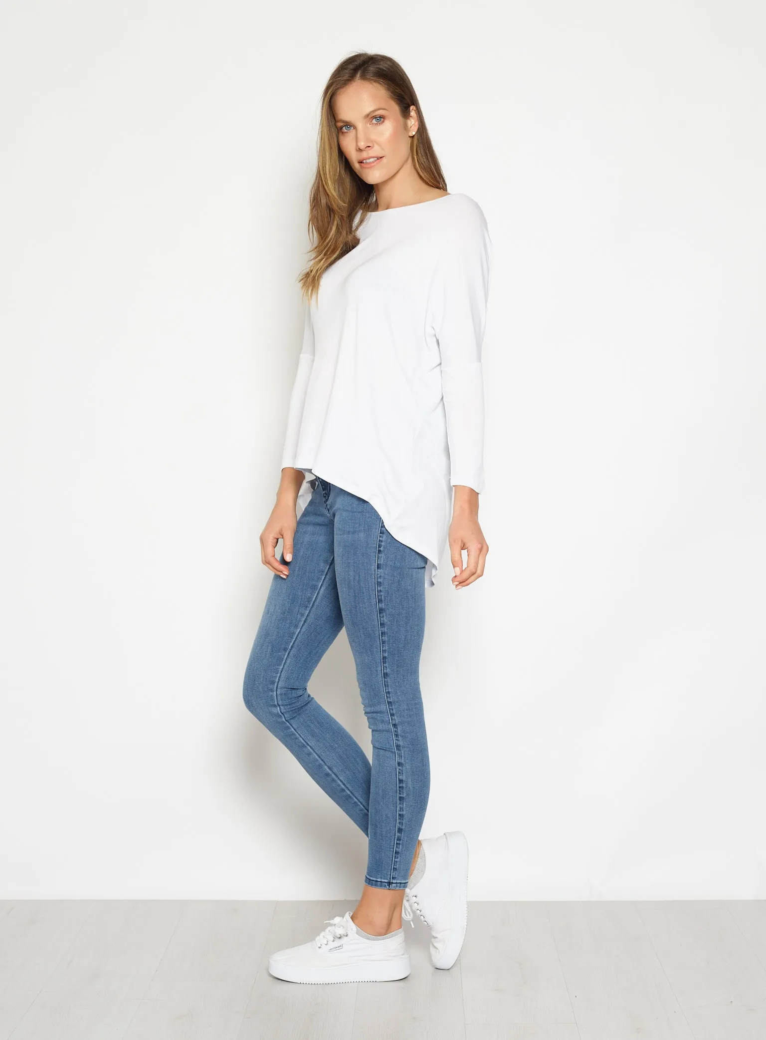 Milan 3/4 Sleeve Top-White