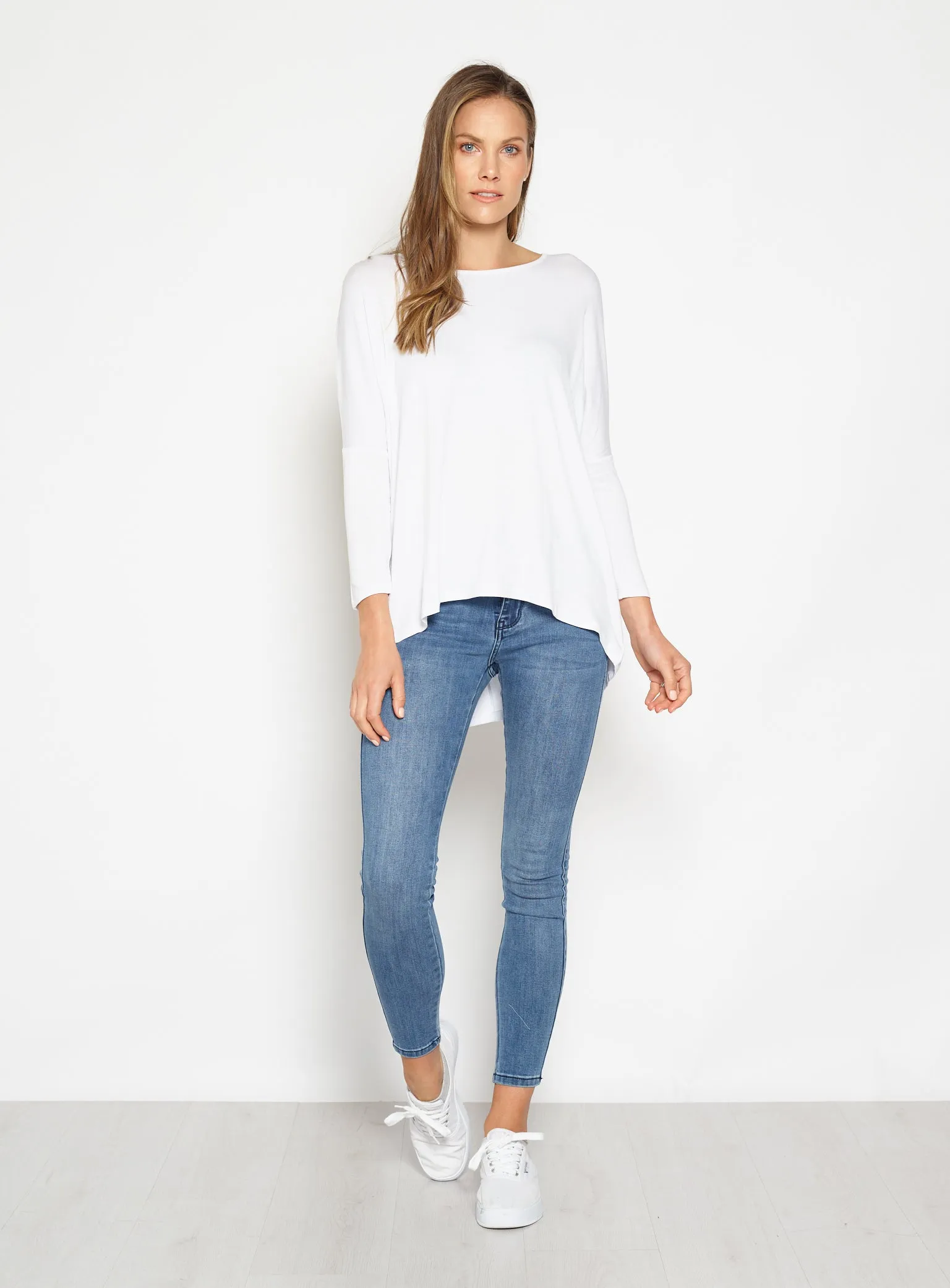 Milan 3/4 Sleeve Top-White