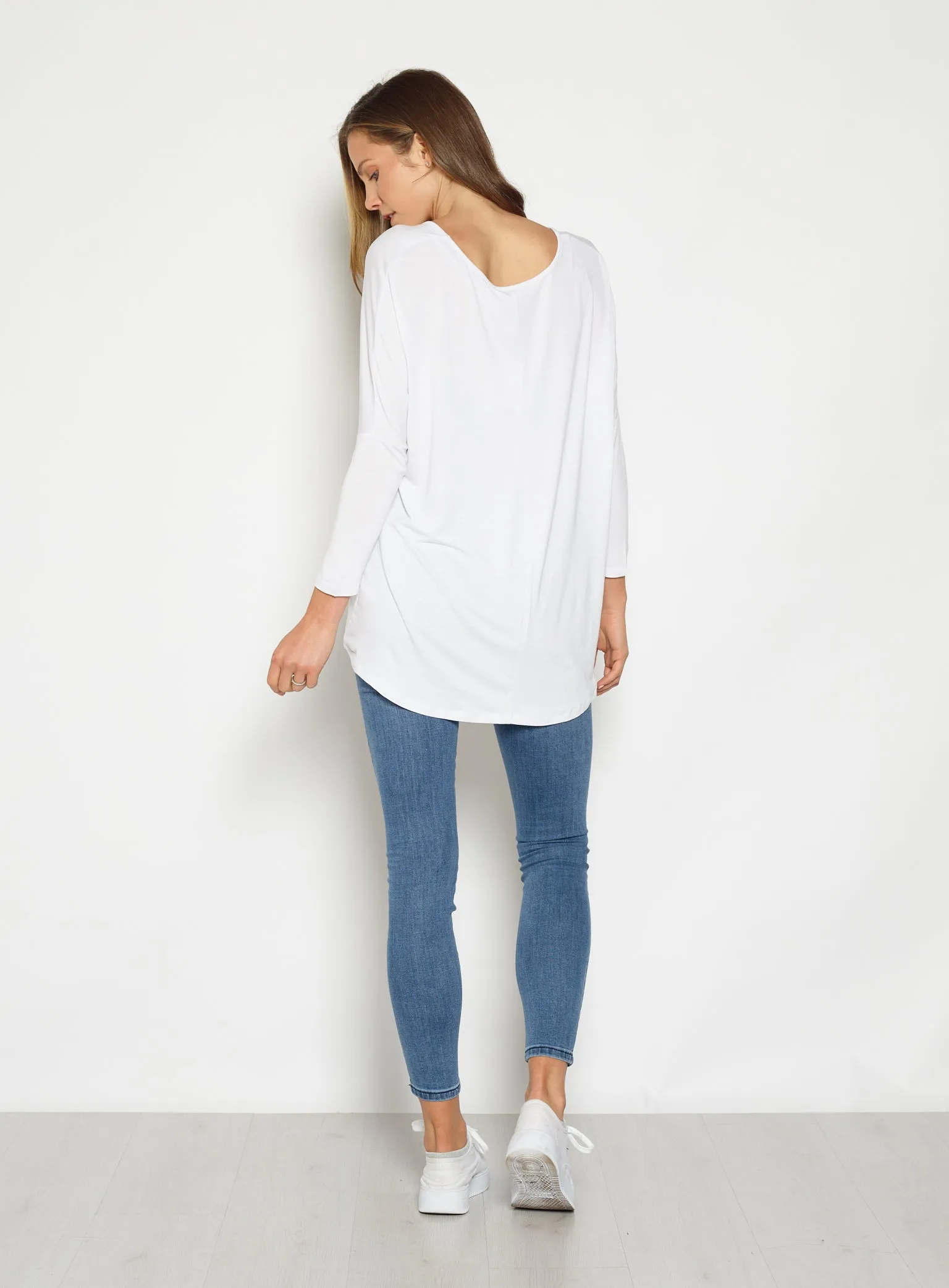 Milan 3/4 Sleeve Top-White