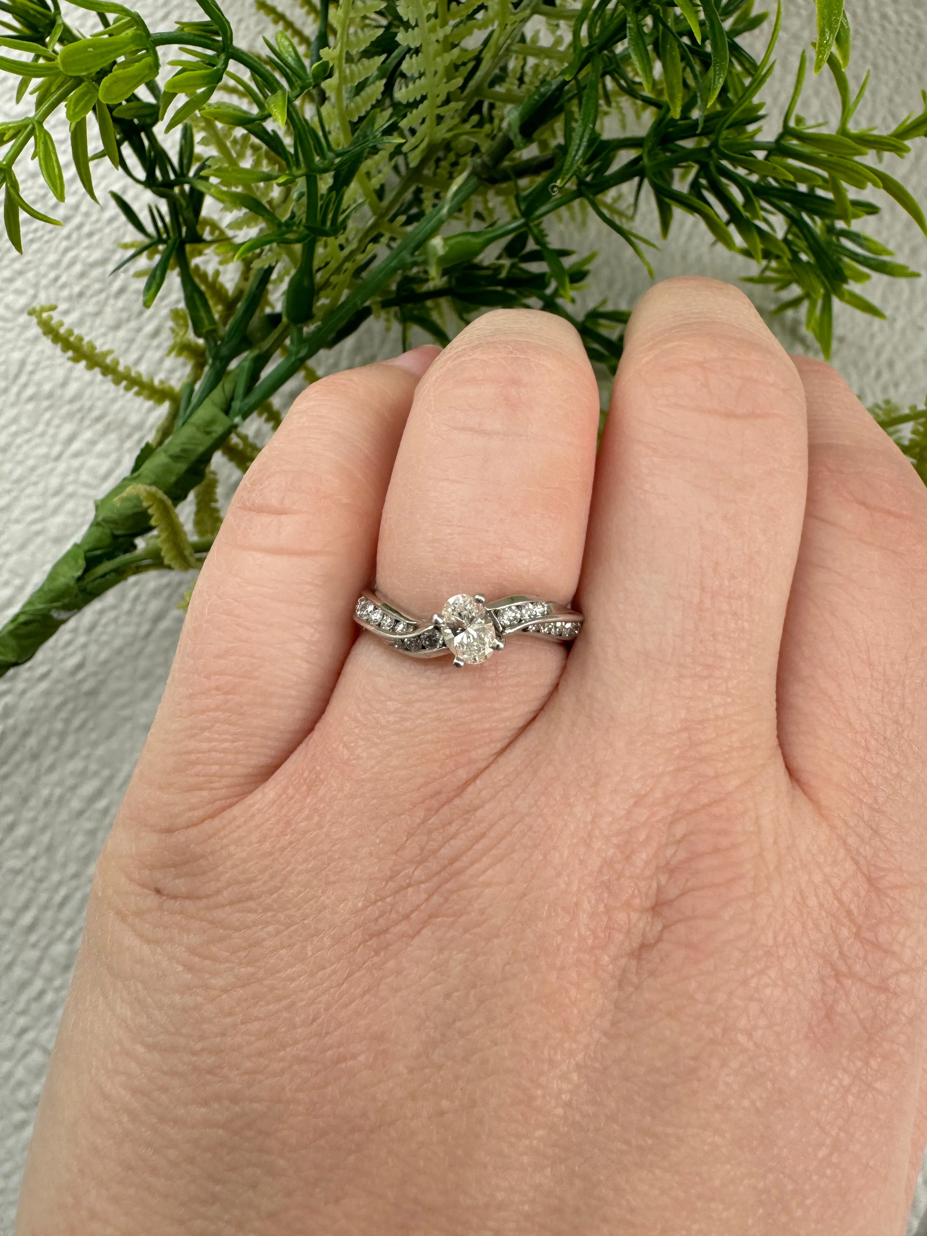 Offset Oval Engagement Ring