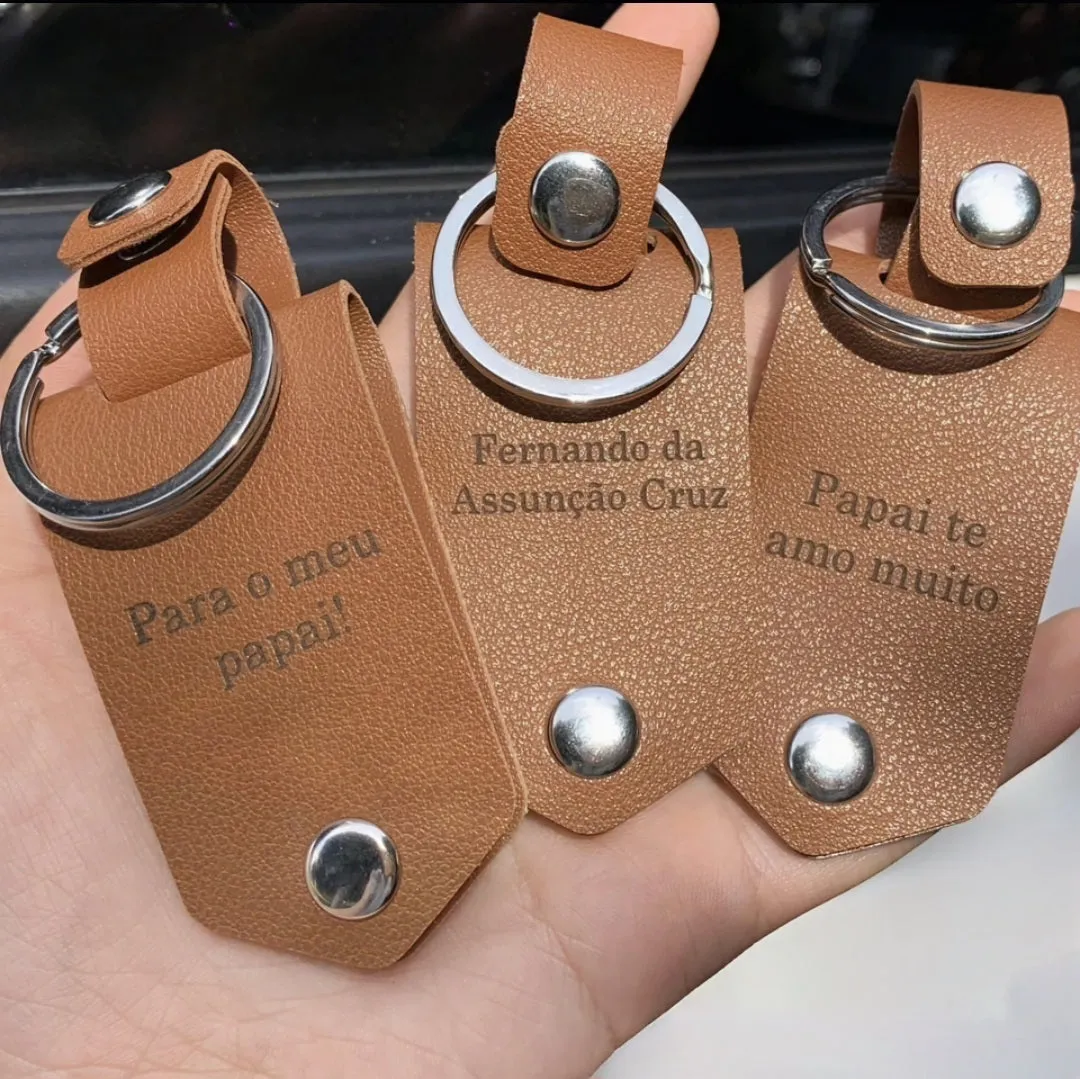 Personalized Leather Keychain with Photo and Text