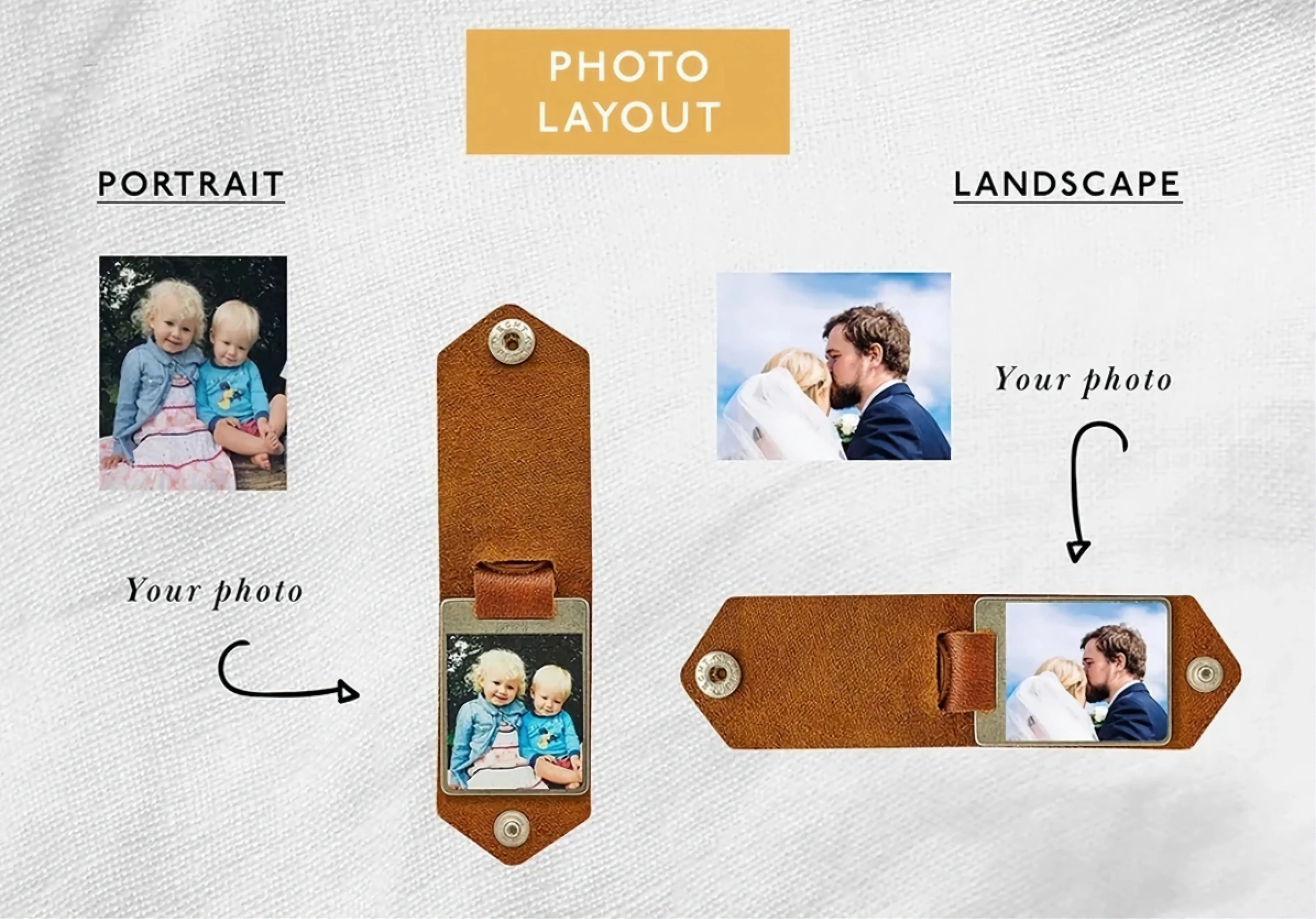 Personalized Leather Keychain with Photo and Text