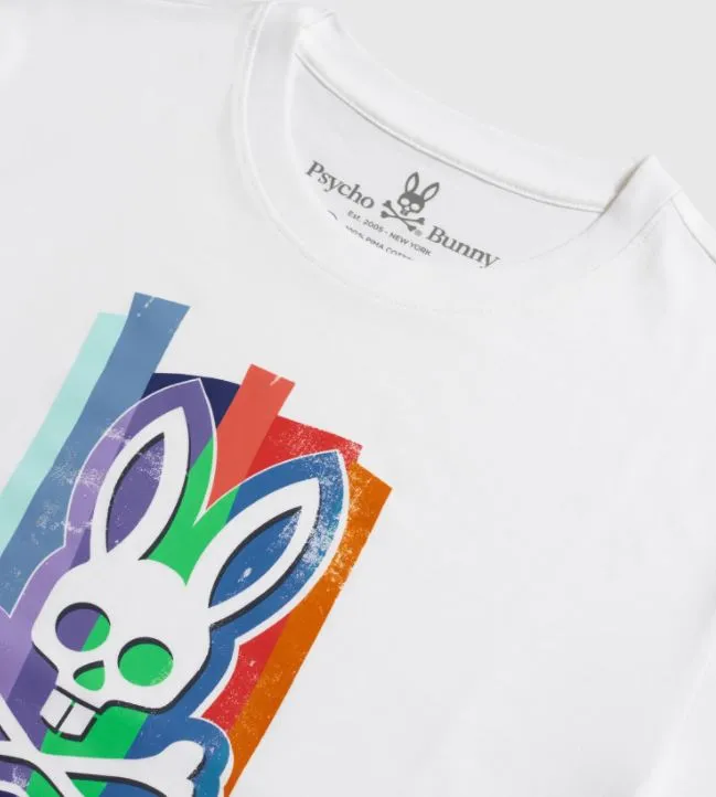 Psycho Bunny Mens Tatterford Graphic Tee White