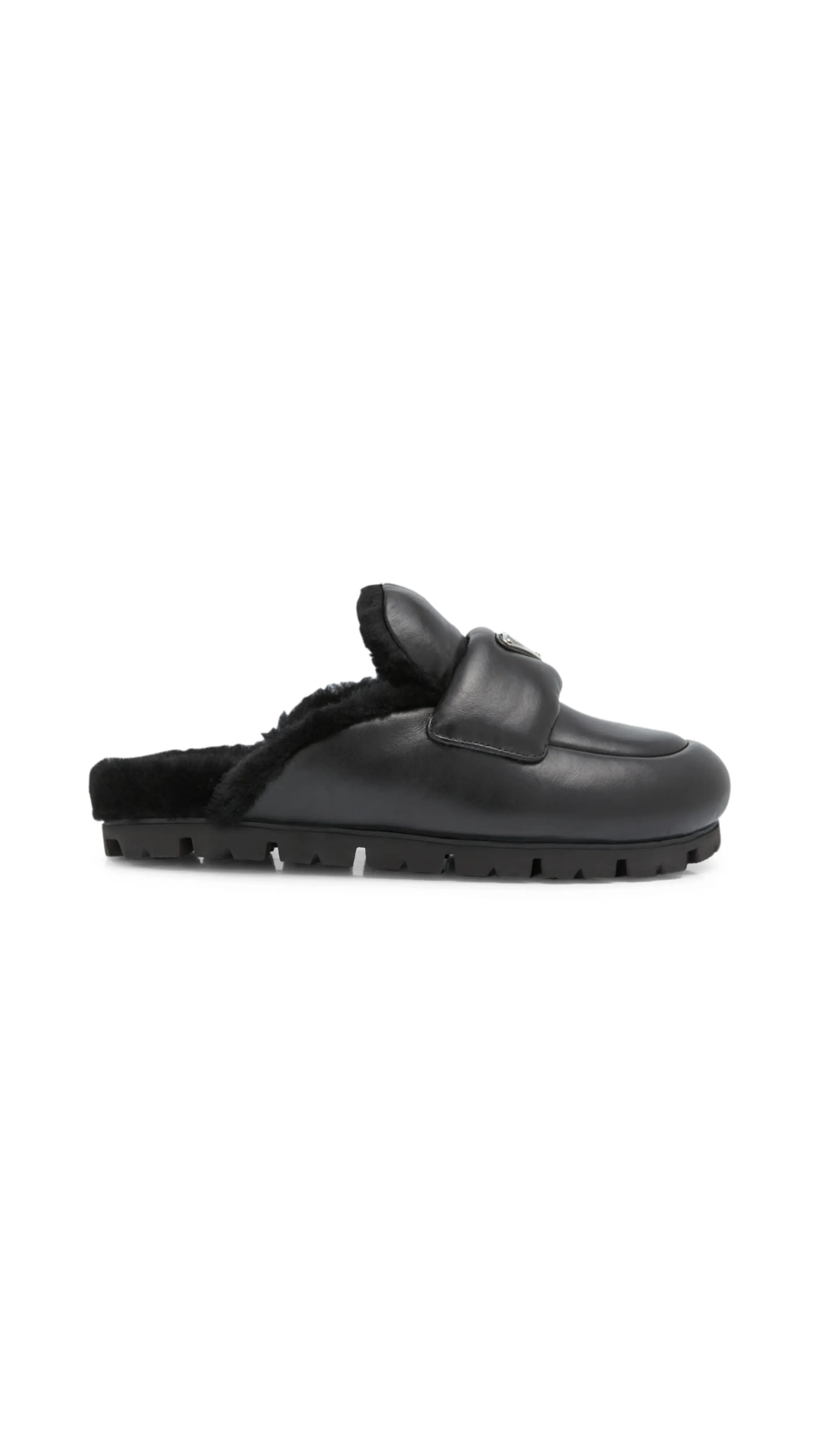 Soft Padded Nappa Leather and Shealing Sabot - Black