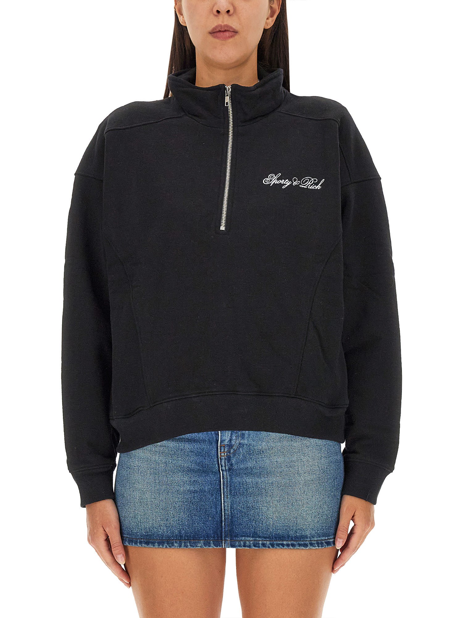 SPORTY&RICH    COTTON SWEATSHIRT WITH LOGO