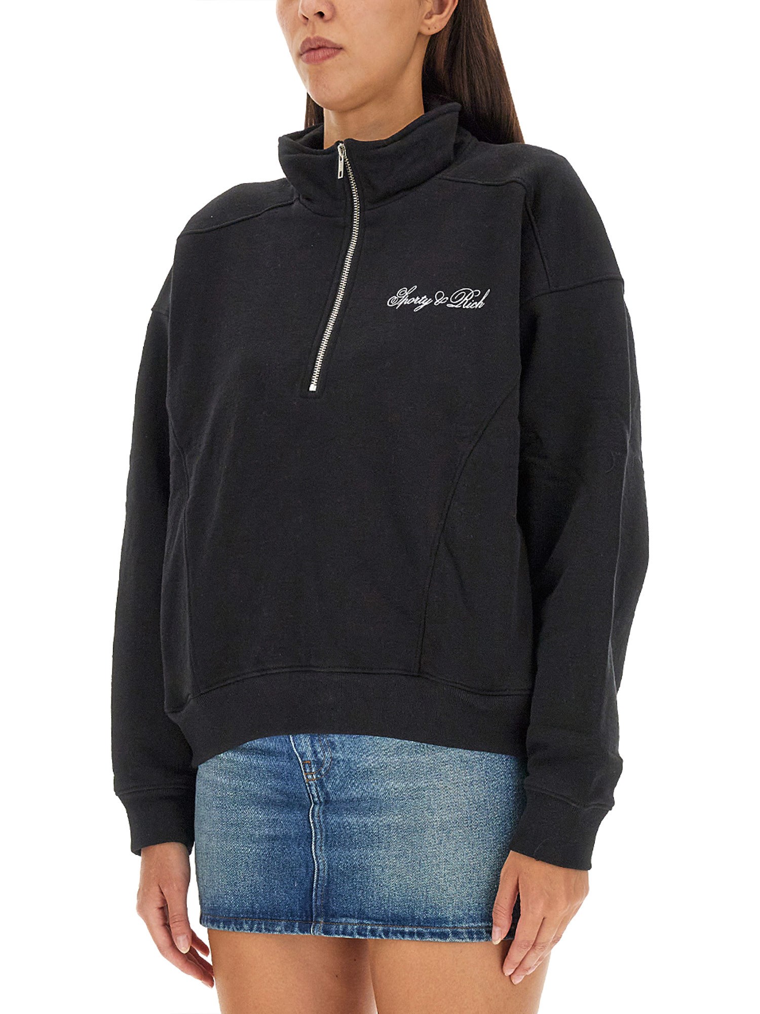 SPORTY&RICH    COTTON SWEATSHIRT WITH LOGO