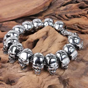 Stainless Steel Skull Charm Men's Hand Bracelet