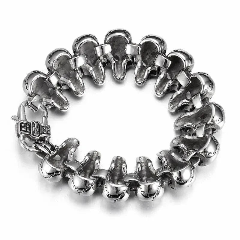 Stainless Steel Skull Charm Men's Hand Bracelet