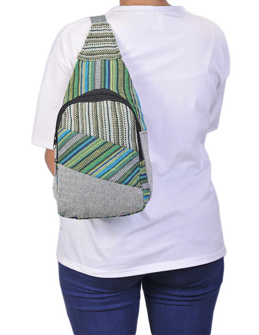 Striped Sling Bag Green