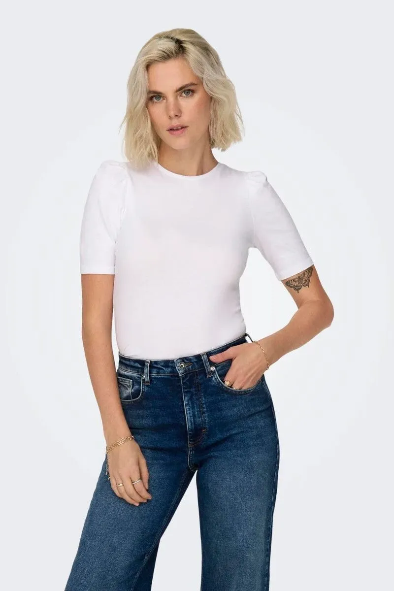 T-shirt con maniche a sbuffo donna Bianco