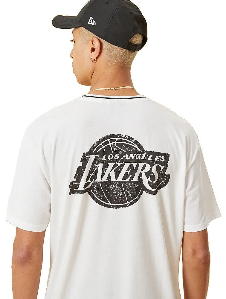 T-Shirt New Era Distressed Graphic Oversize NBA Los Angeles Lakers - White - men´s