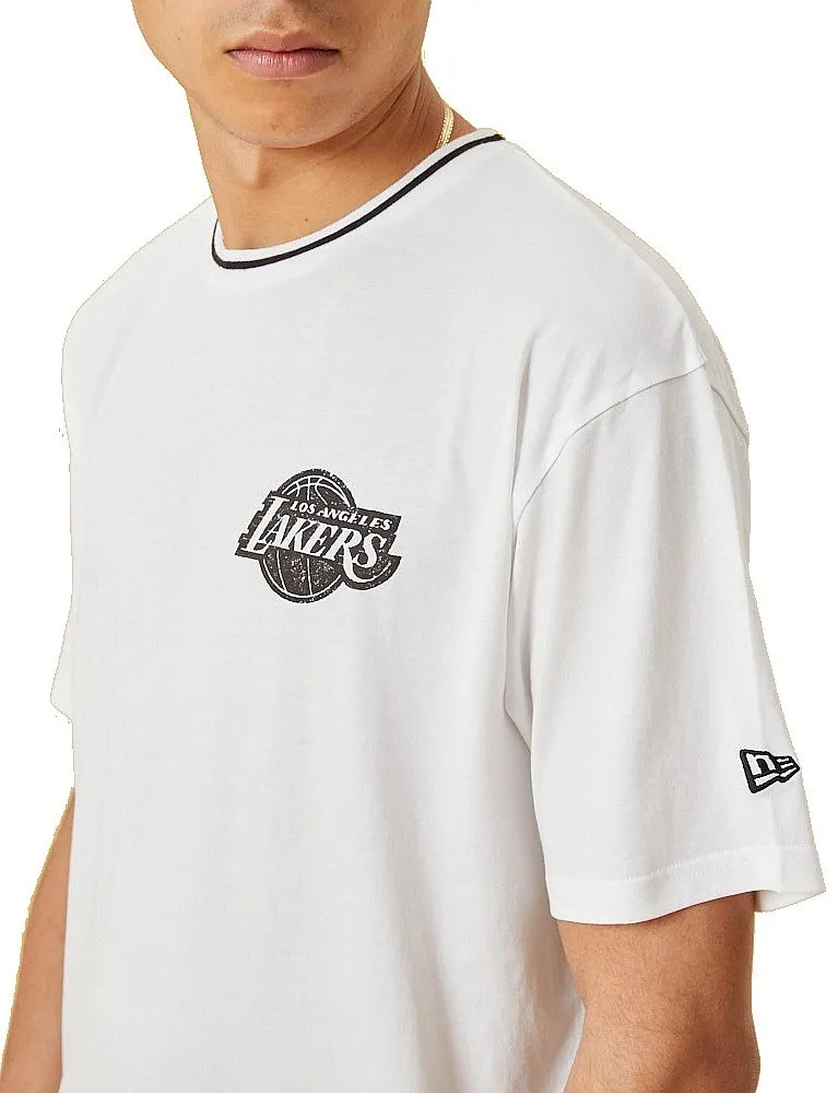 T-Shirt New Era Distressed Graphic Oversize NBA Los Angeles Lakers - White - men´s