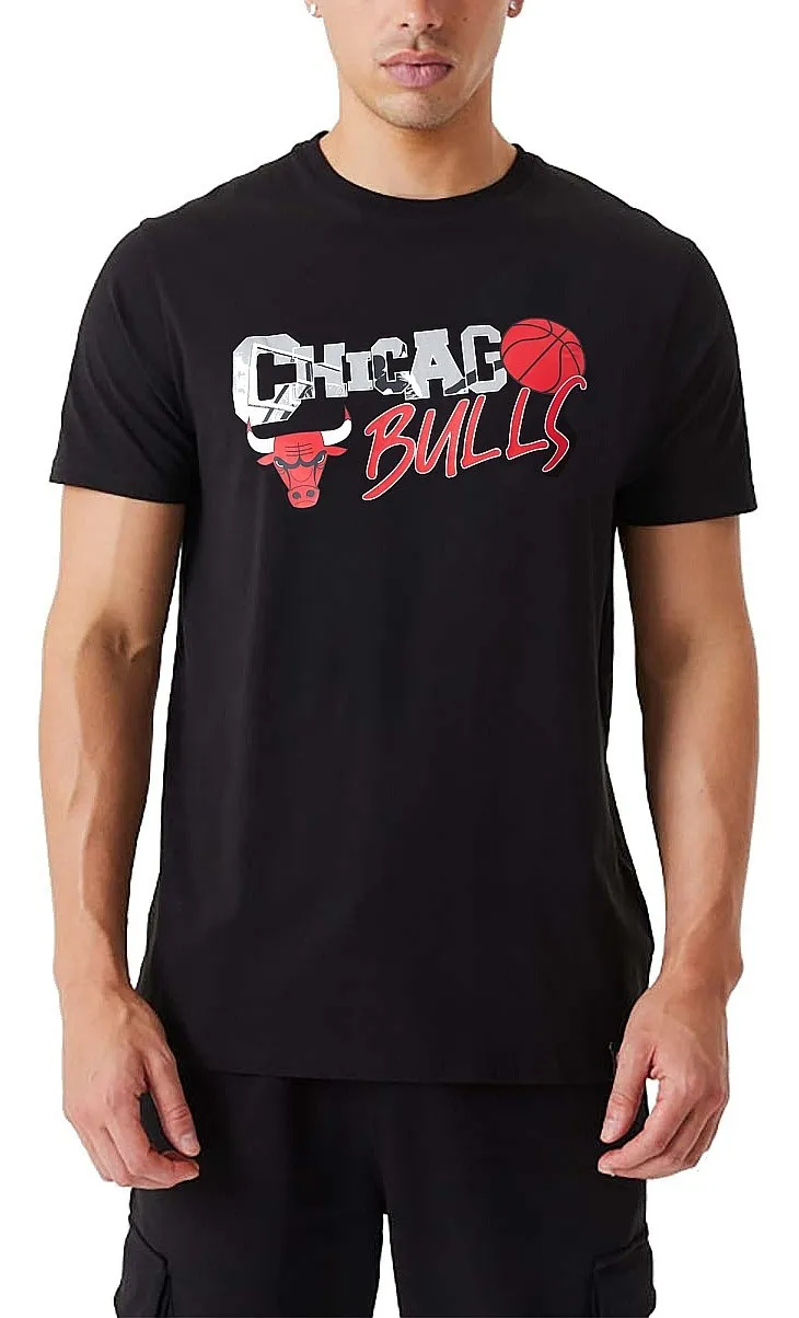 T-Shirt New Era Infill Graphic NBA Chicago Bulls - Black/Faded Red - men´s