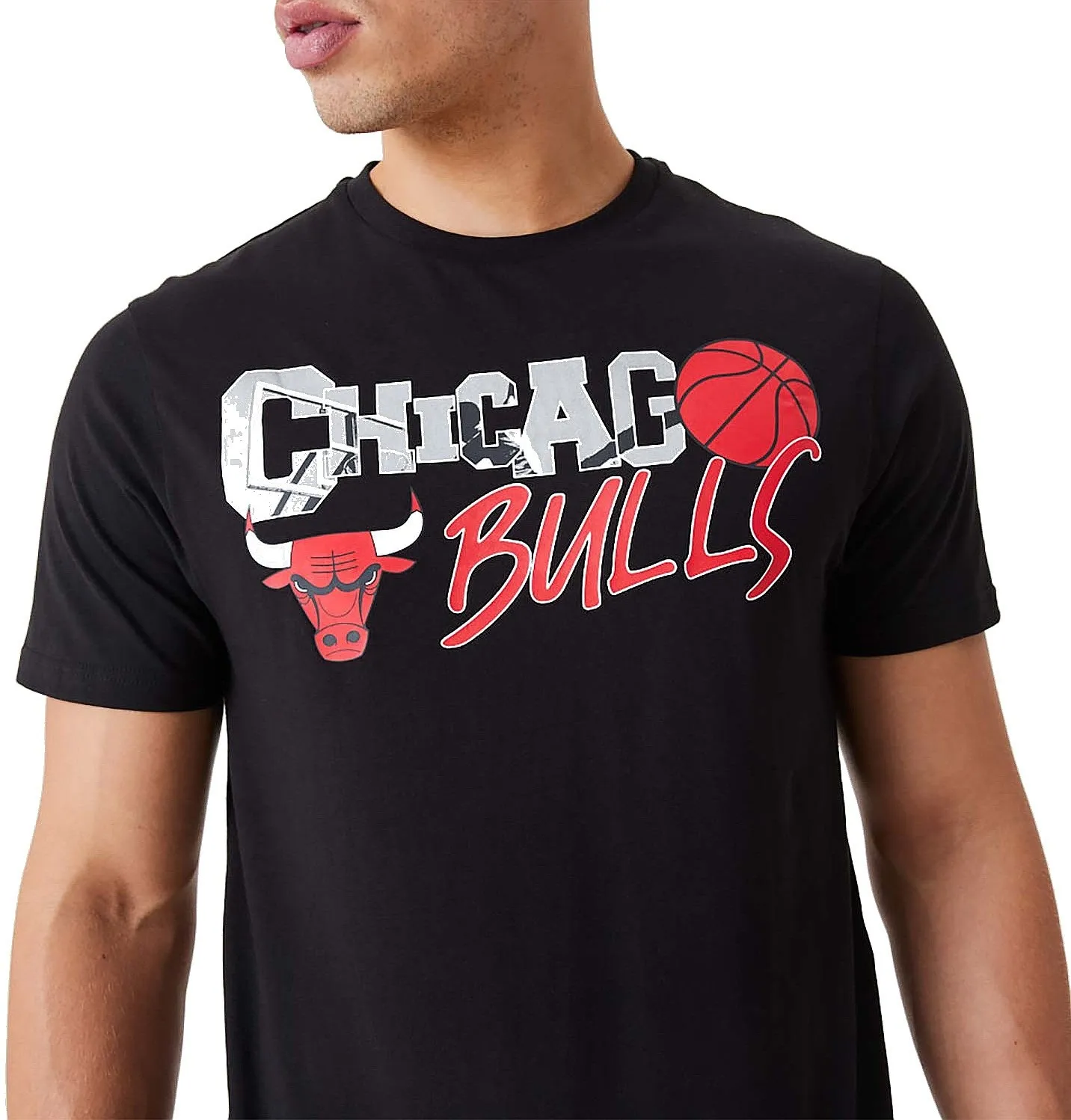 T-Shirt New Era Infill Graphic NBA Chicago Bulls - Black/Faded Red - men´s