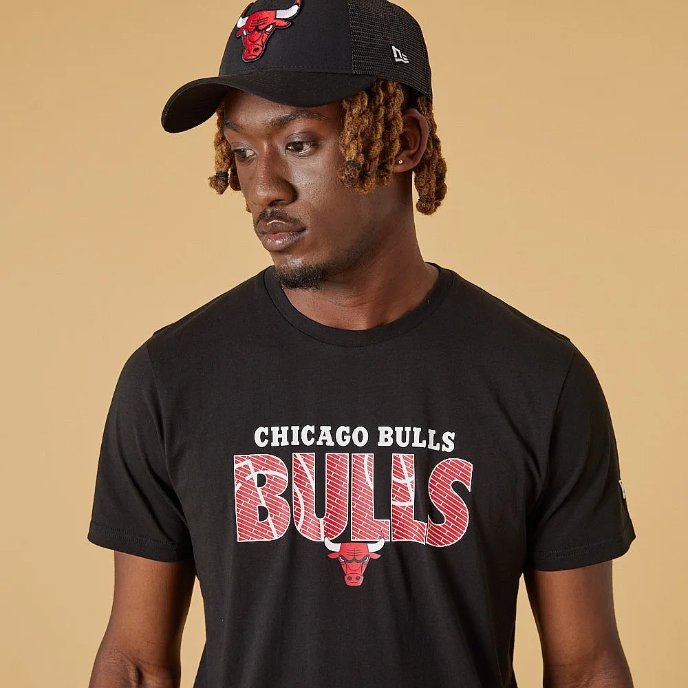 T-Shirt New Era Wordmark Court Infill NBA Chicago Bulls - Black - men´s