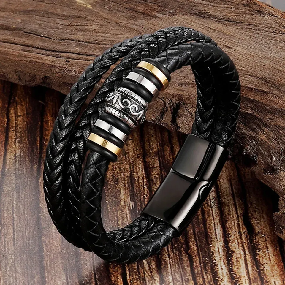 To My Grand Son Never Forget How Much I Love You Braided Leather Bracelet