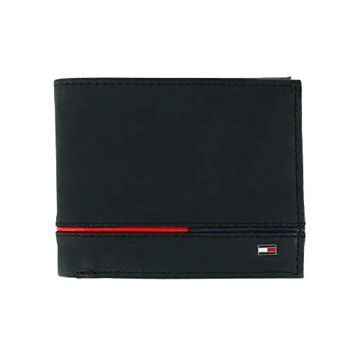 Tommy Hilfiger Men's Leather Leif RFID Bifold Wallet (31TL220134) BLACK