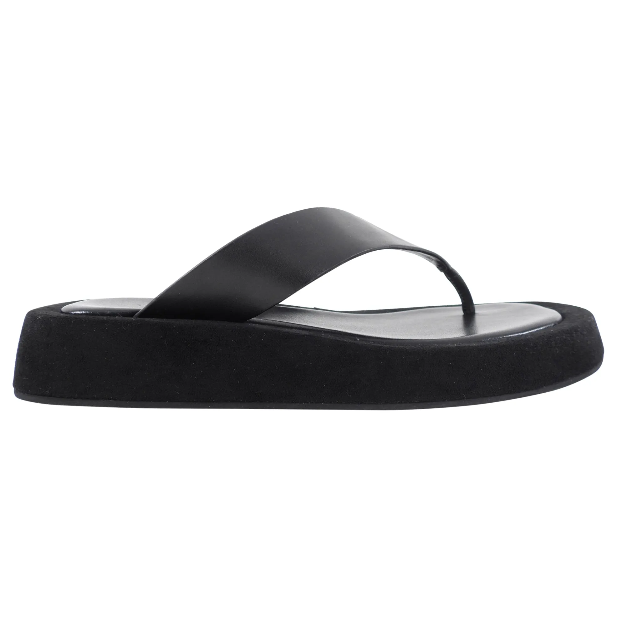 Tony Bianco Black Suede Leather Flat Thong Slide - USA 7 M to wide