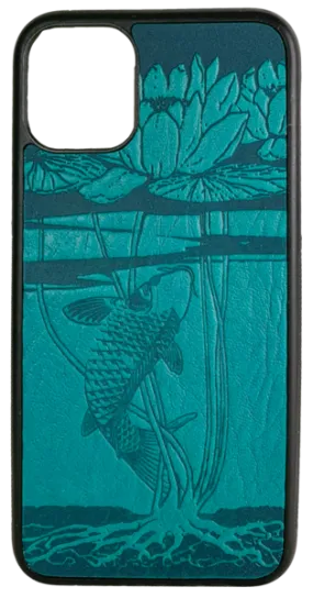 Water Lily Koi Leather iPhone Case