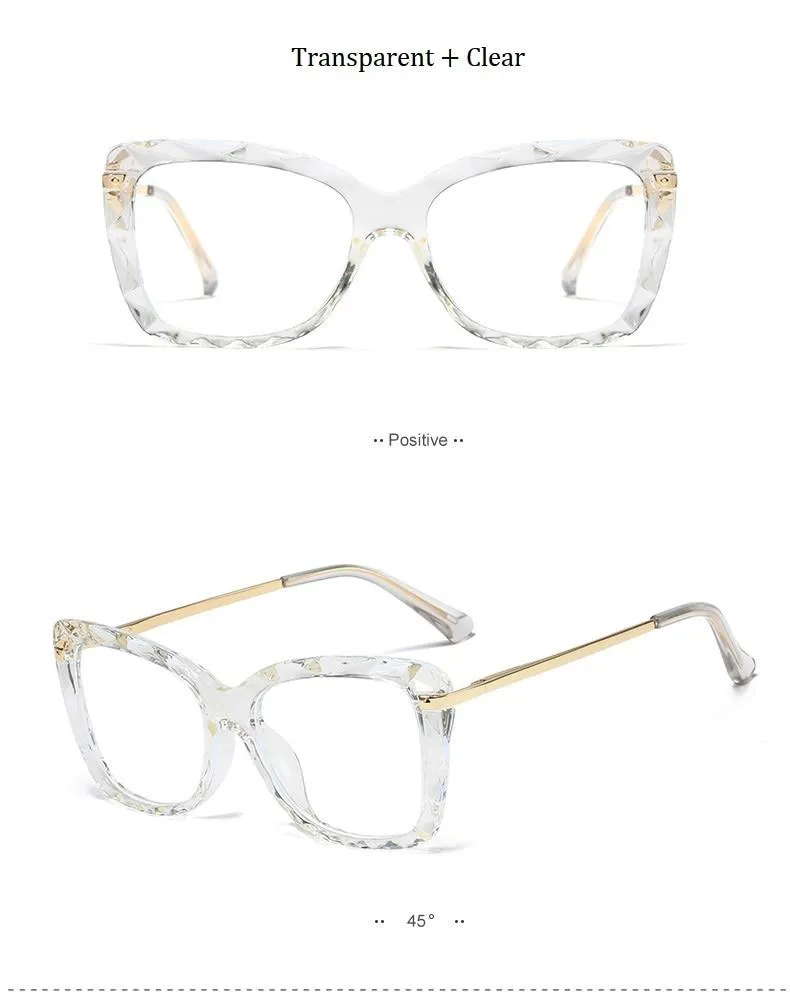 Women's Spring Anti-Blue Multi-Faceted Square Crystal Glasses