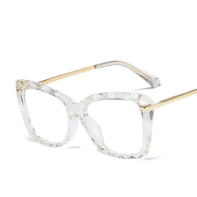 Women's Spring Anti-Blue Multi-Faceted Square Crystal Glasses