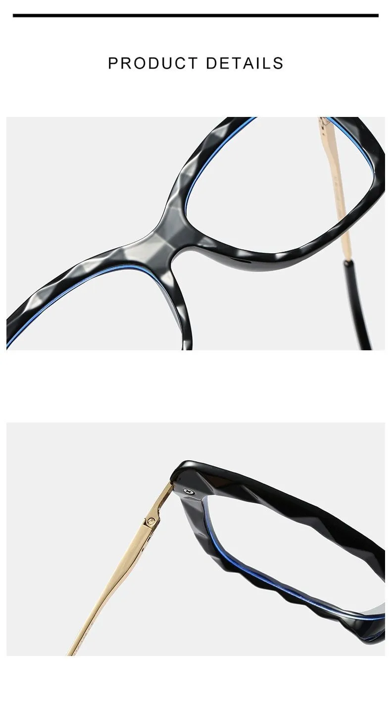 Women's Spring Anti-Blue Multi-Faceted Square Crystal Glasses